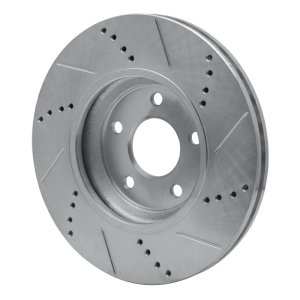 Chevrolet HHR Brake Rotor (1) - Front Left - R1 Concepts - Drilled & Slotted - Silver - `04-`12
